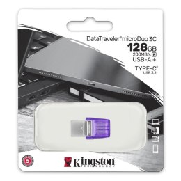 Kingston USB flash disk OTG, USB 3.0 (3.2 Gen 1), 128GB, Data Traveler microDuo3 G2, DTDUO3CG3/128GB, USB A / USB C