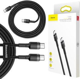 KABEL USB-C -> USB-C Baseus Cafule CATKLF-GG1 100cm 60W 3A PD 2.0 QC 3.0 CZARNO-SZARY W OPLOCIE BASEUS