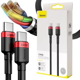 KABEL USB-C -> USB-C Baseus Cafule CATKLF-AL91 200cm 100W 5A PD 2.0 QC 3.0 CZARNY W OPLOCIE BASEUS