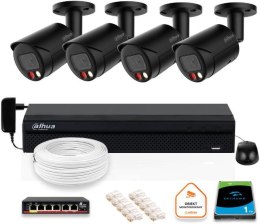 Zestaw monitoringu IP DAHUA 4x kamera IPC-HFW2849S-S-IL-0280B-BLACK 8MPX DAHUA ZESTAW