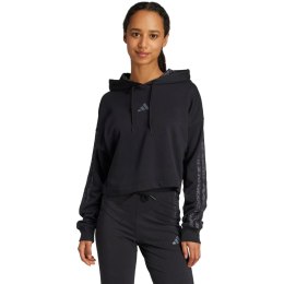 Bluza damska adidas Essentials 3 Stripes Print French Terry Hoodie czarna JC6244 Adidas
