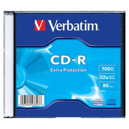 Verbatim CD-R, 43347, DataLife, 1-pack, 700MB, Extra Protection, 52x, 80min., slim box, do archiwizacji danych Verbatim