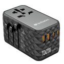 Verbatim, Uniwersalny adapter podróżny World-to-World UTA-06 2x USB-C PD, QC 4+, 2x USB-A QC 3.0, czarny, 100 W Verbatim