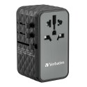 Verbatim, Uniwersalny adapter podróżny World-to-World UTA-06 2x USB-C PD, QC 4+, 2x USB-A QC 3.0, czarny, 100 W Verbatim
