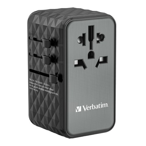 Verbatim, Uniwersalny adapter podróżny World-to-World UTA-06 2x USB-C PD, QC 4+, 2x USB-A QC 3.0, czarny, 100 W Verbatim Verbatim, Uniwersalny adapter podróżny World-to-World UTA-06 2x USB-C PD, QC 4+, 2x USB-A QC 3.0, czarny, 100 W Verbatim