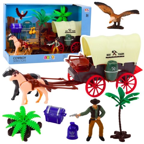Zestaw Kowbojski Figurki Wóz Westernowy Konie Kowboj Palmy LEAN Toys Zestaw Kowbojski Figurki Wóz Westernowy Konie Kowboj Palmy LEAN Toys