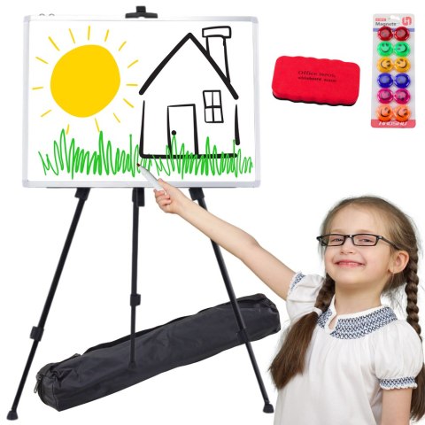 Zestaw Tablica Magnetyczna 90x60cm na Stojaku Magnesy Pisaki Gąbka LEAN
