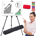 Zestaw Tablica Magnetyczna 90x60cm na Stojaku Magnesy Pisaki Gąbka LEAN