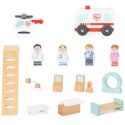 VIGA Drewniany Szpital Z Karetką Winda Zestaw 15 el Viga Toys