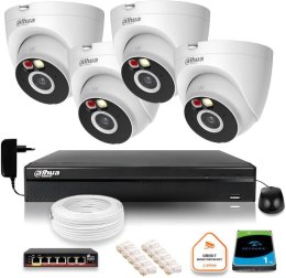 Zestaw monitoringu IP Dahua 2MPx 4 Kamery zewnętrzne oświetlenie IR LED 30m DAHUA