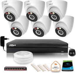 Zestaw monitoringu IP Dahua 2MPx 6 Kamer zewnętrznych oświetlenie IR LED 30m DAHUA