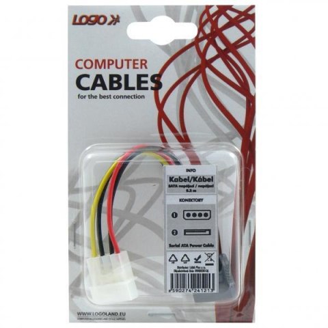 Kabel do dysku twardego napájecí, DC SATA M- DC 5,25" M, 0.2m, color, Logo, blistr Kabel do dysku twardego napájecí, DC SATA M- DC 5,25" M, 0.2m, color, Logo, blistr