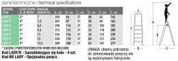 DRABINA LADY4, ALUMINIOWA PROFESJONALNA 4 STOPNIE FARAONE