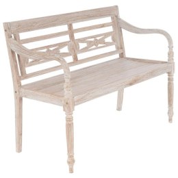 DIVERO 2-osobowa ławka ogrodowa - 119 cm, teak, biały shabby Divero