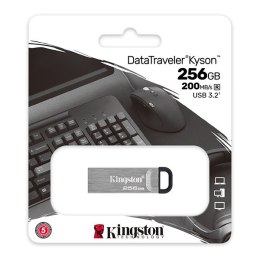 Kingston USB flash disk, USB 3.0 (3.2 Gen 1), 256GB, DataTraveler(R) Kyson, srebrny, DTKN/256GB, USB A, z oczkiem na brelok